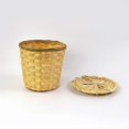 thumbnail image 2 of Round Bamboo Weaving Tea Basket With Lid Mini Tea Storage Basket Garbage Container Bin, 2 of 4