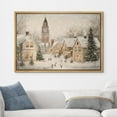 thumbnail image 5 of IDEA4WALL Framed Canvas Art Wall Decor Painting Charming Snowy Town Square Christmas Village with Clock Tower Fine Art Vintage Retro Chic for Dorm Home Office - 24"x36" Natural, 5 of 5