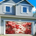 thumbnail image 2 of 8X6 ft Valentine's Day Photo Garage Door Cover Decoration Background Rose Wall Wedding Bridal Shower Decoration Backdrop Brick Wall Red Rose Love Heart Party Party Photo Props Banner Cover, 2 of 5