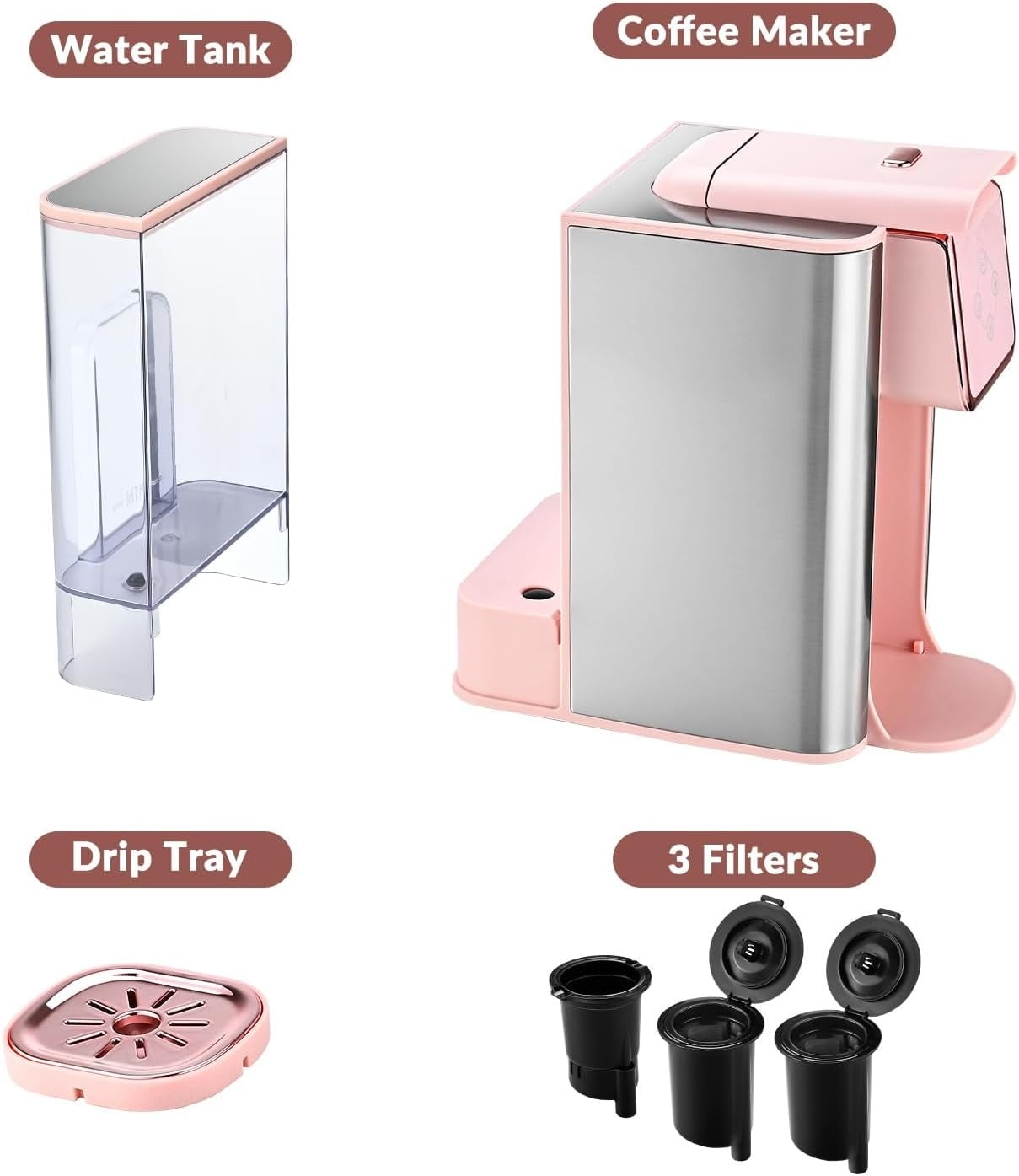 Single Serve Coffee Machine, Compatible with  cup Capsules, Instant Coffee Pot, Tea maker, RemovableWater Reservoir