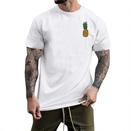 

ASEIDFNSA Shirt Long Sleeve Men Maternity T Shirts Male Summer Casual Pineapple Print T Shirt Blouse Short Sleeve Round Neck Tops T Shirt