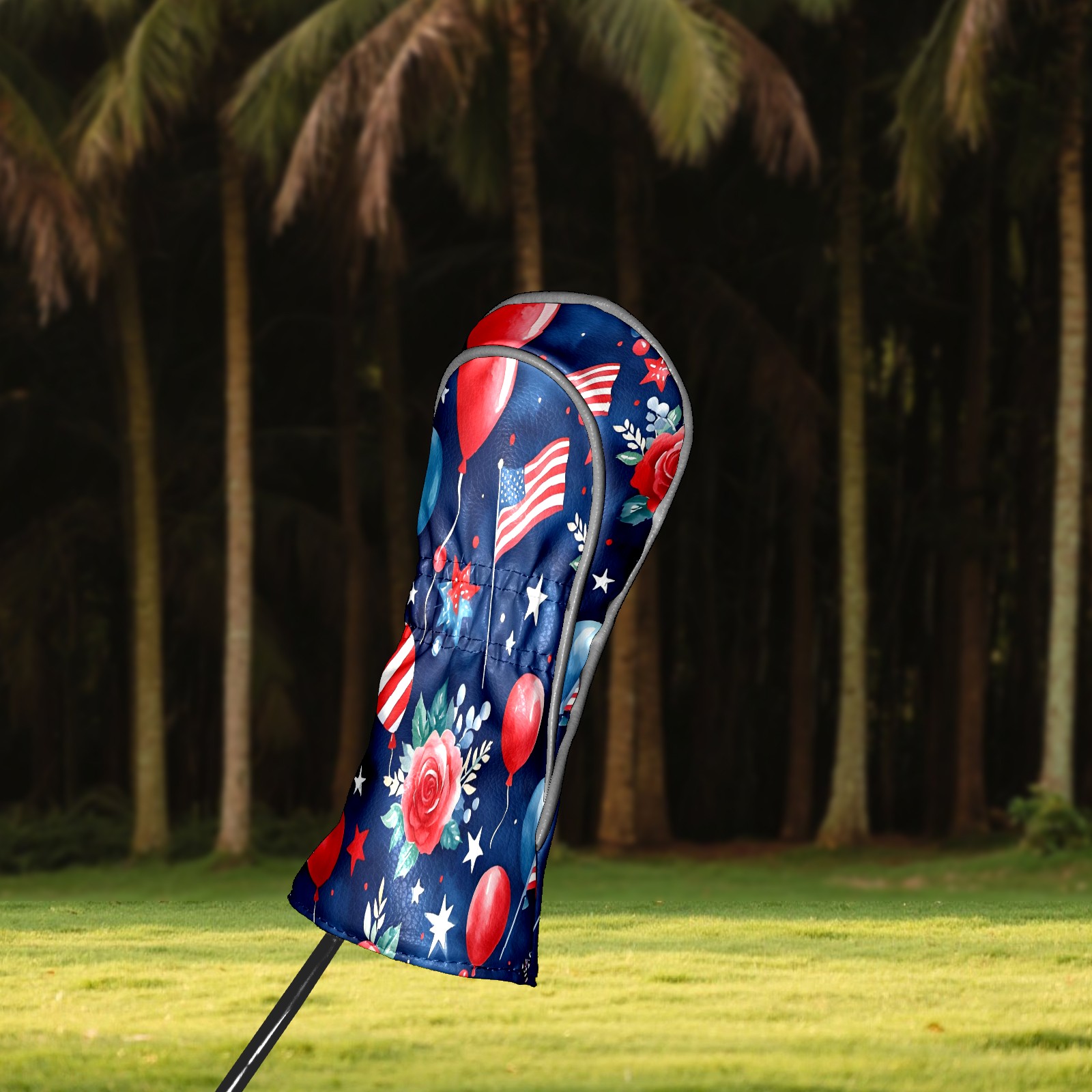 Golf Club Covers, Blue HatFirework Premium PU Leather Driver Hybrid Putter Head Covers with Velvet Lining, Waterproof Golf Gifts for Men Women