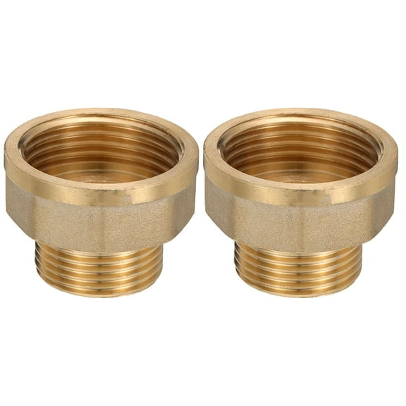 2pcs Threaded Brass Reducer Coupler Fittings, 1 Inch to 3/4 Inch Plumbing Connectors for Water Pipes
