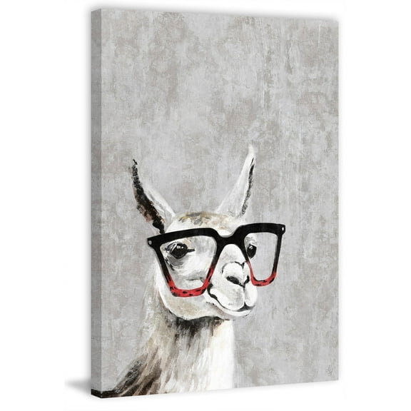 Smart Llama Painting Print on Wrapped Canvas