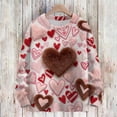 thumbnail image 2 of Dwralegc Valentine Clothes for Women Heart Print Casual Sweater Long Sleeve Crew Neck Fashion 2026 Cute Pullover Tops Pink L, 2 of 4