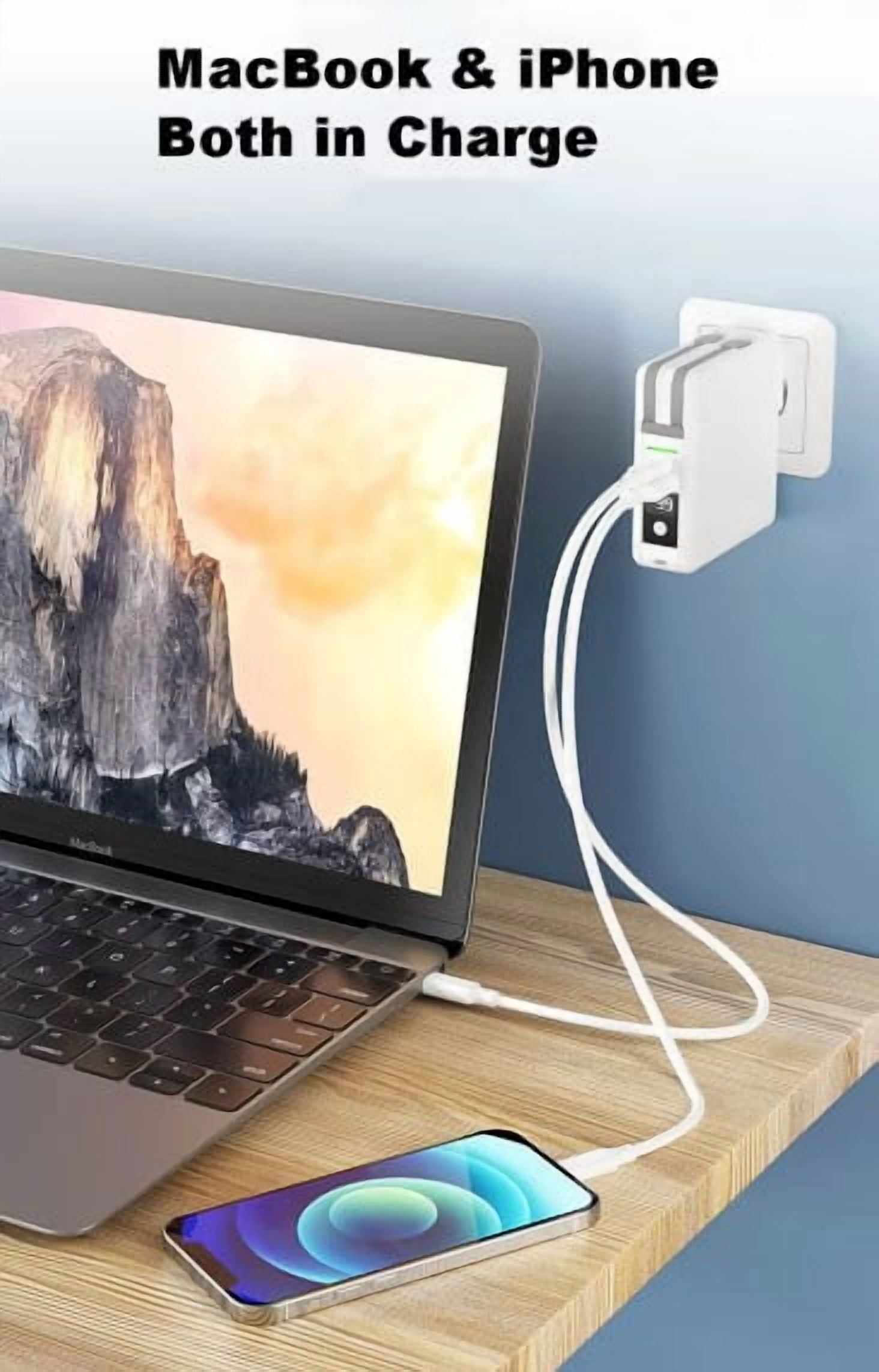 5 in 1 Travel Power Bank Magnetic Wireless Charger Fast Charger AC plug 3 Global Adapters Build in Cables Phone Stand 10000 mAh, White
