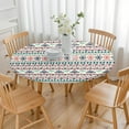 thumbnail image 3 of Elastic Edge Boho Tablecloth for 45-52” Round Table, Waterproof Oxford Fabric Cover for Balcony, Kitchen, Backyard, or Seasonal Meals, 3 of 7