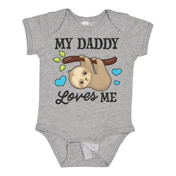 Inktastic My Daddy Loves Me with Sloth and Hearts Boys or Girls Baby Bodysuit