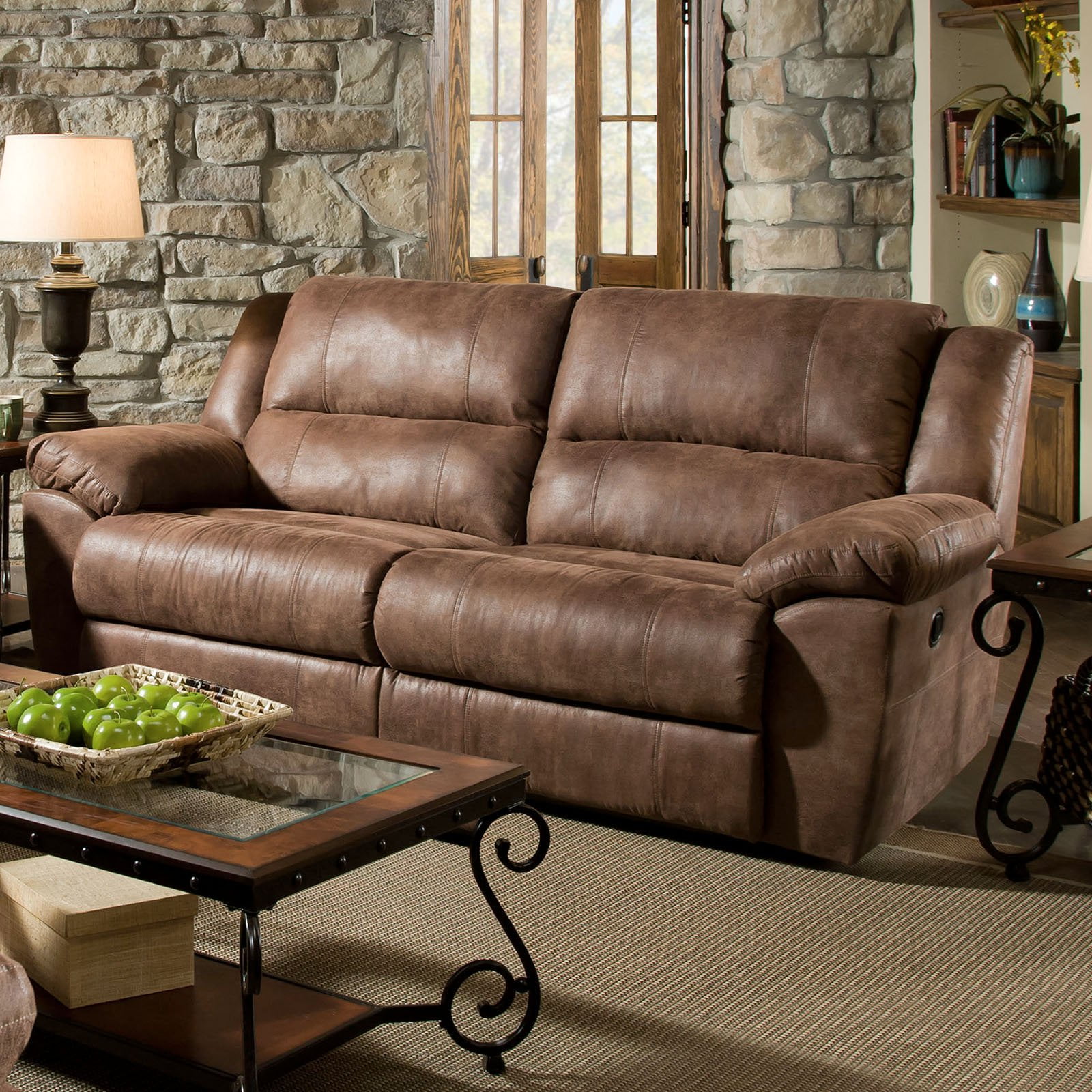 Simmons Upholstery Phoenix Double Motion Sofa Mocha