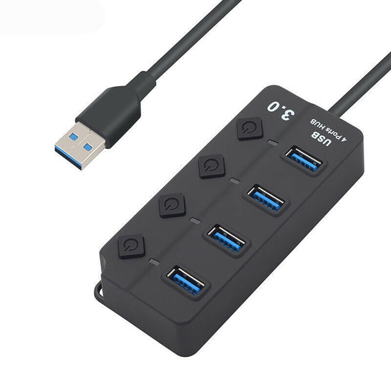 HB-UM43 4-Port USB 3.0 Hub with Individual Power Switches and LEDs 