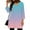 03# Sky Blue, variant on Women's Tops Ombre V-Neck Tunic Oversized Gradient Loose Blouse with Split Hem Casual Flowy Summer Beachwear Soft Long Sleeve S-2XL