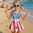 thumbnail image 3 of COEQINE Girls One Piece Swimsuit with Skirt, Scoop Neck & V Back Fashion Swimming Bathing Suit Sleeveless 4th of July Beach Swimwear for Kids Age 3-4, Fashion American Flag Tie-dye, 3 of 8