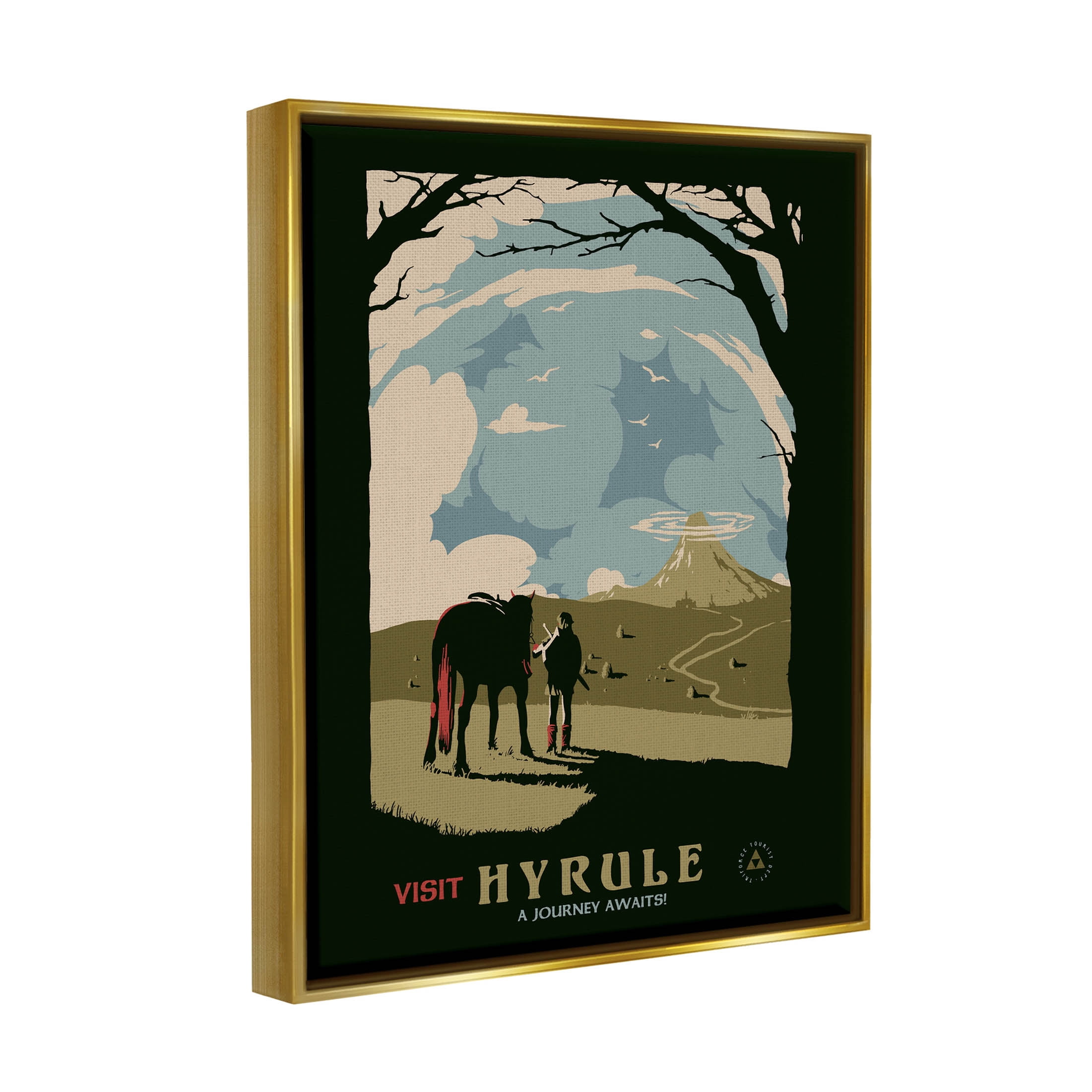 Stupell Industries Visit Hyrule Fantasy Wildlife Character Graphic Art Metallic Gold Floating Framed Canvas Print Wall Art, Design by Matheus Lopes Castro