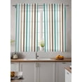 thumbnail image 2 of Brown Stripe Tier Curtains 45 Inch Length,Sheer Curtains for Bedroom Living Room Window Ombre Geometric Teal Green Vertical Striped Small Half Window Kitchen Curtains & Drapes 27.5"x45" 2 Panels, 2 of 6