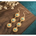 thumbnail image 5 of K-KED Natural Turquoise Bohemian Drop Dangle Earrings Hook Gold Plated Gemstone, 5 of 8