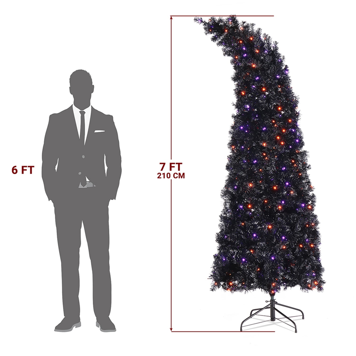 Kepooman 7ft Shape Automatic PVC Christmas Tree with 1050 Branches 400 Lights 10 Functions with Remote Control Christmas Tree Purple And Orange Kepooman 7ft Shape Automatic PVC Christmas Tree with 1050 Branches 400 Lights 10 Functions with Remote Control Christmas Tree Purple And Orange