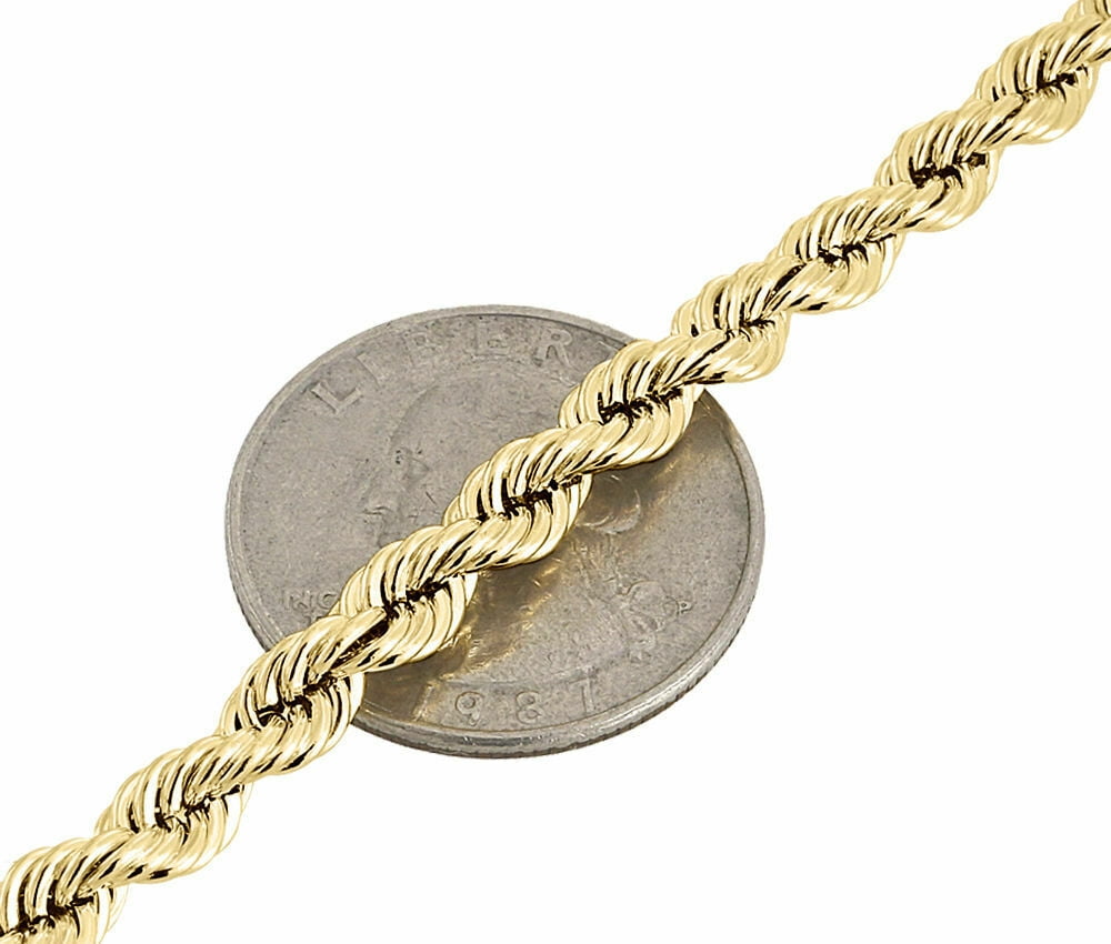 10K Yellow Gold Mens or Ladies Diamond Cut Rope Chain Necklace 5mm 16 Inches