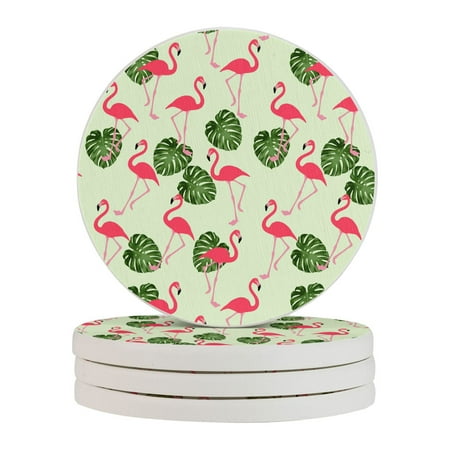 

Circular Drink Coasters Set Flamingo Wallpaper Beautiful Home Decor Diatomite Heat-Resistant Diatomite Protect Table Countertop