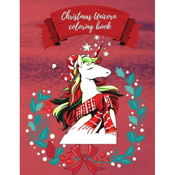 Christmas Unicorn coloring book, (Paperback)