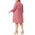 thumbnail image 2 of Agnes Orinda Plus Size Summer Dress for Womens Drawstring V Neck Babydoll Midi Flowy Dresses Sundress 1X Red, 2 of 3