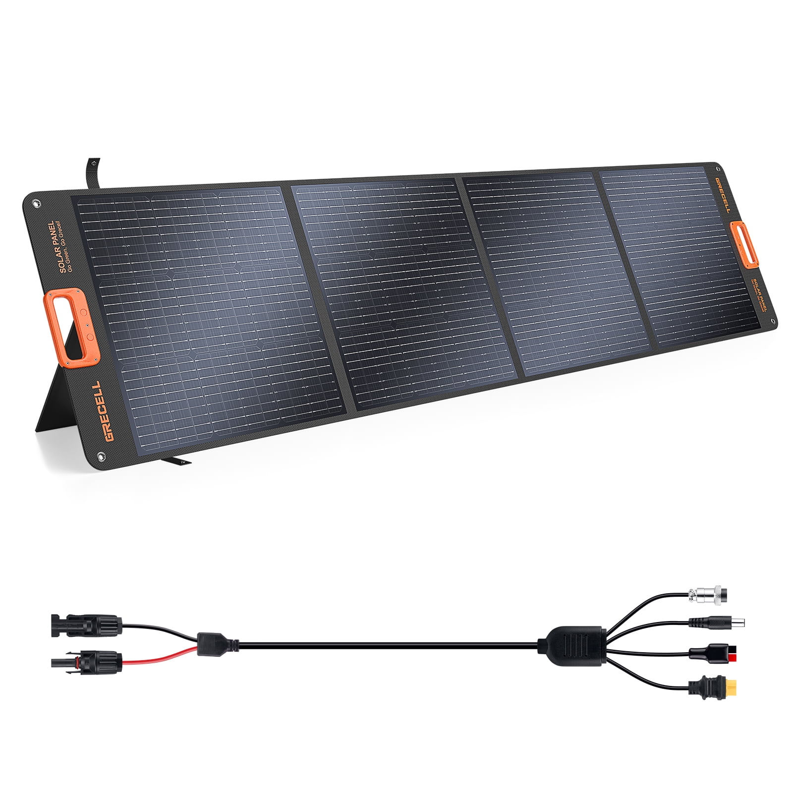 200W Portable Solar Panel for Power Station, Foldable Solar Charger w/ 4 Kickstands, IP65 Waterproof for Home Camping Outdoor RV Blackout