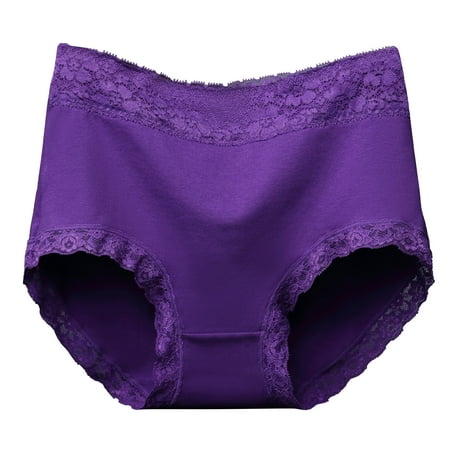 Cotton Panty Underwear Women Breathable Comfortable Briefs High Waist Butt-lifting Everyday Comfort Panties (X-Large  Purple 01)