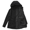 thumbnail image 4 of Women's Softshell Jacket with Hood Fleece Lined Windbreaker Zip Up Button Winter Insulated Long Warm Jacket, 4 of 5
