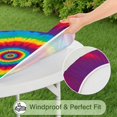 thumbnail image 5 of Colorful Rainbow Tie Dye Spiral Pattern Round Fitted Tablecloth with Elastic Edge,Dining Table Cover Waterproof,Outdoor Round Tablecloth for Camping,Dining,Indoor and Outdoor, 5 of 7