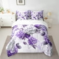 thumbnail image 2 of Chic Floral Twin Comforter Set 7 Pieces Women Hydrangea Flower Bedding Comforter Sets,Purple Ombre Bed in a Bag Gradient Oil Painting Bedding Set,Vintage Watercolor Bed Sheets Set, 2 of 6