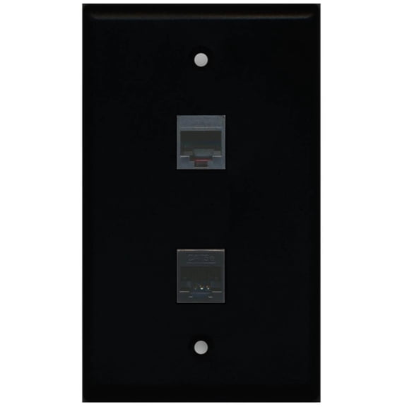 Ultra Spec Cables 1 Port Phone 1 Cat5e Ethernet Wall Plate Solid Black