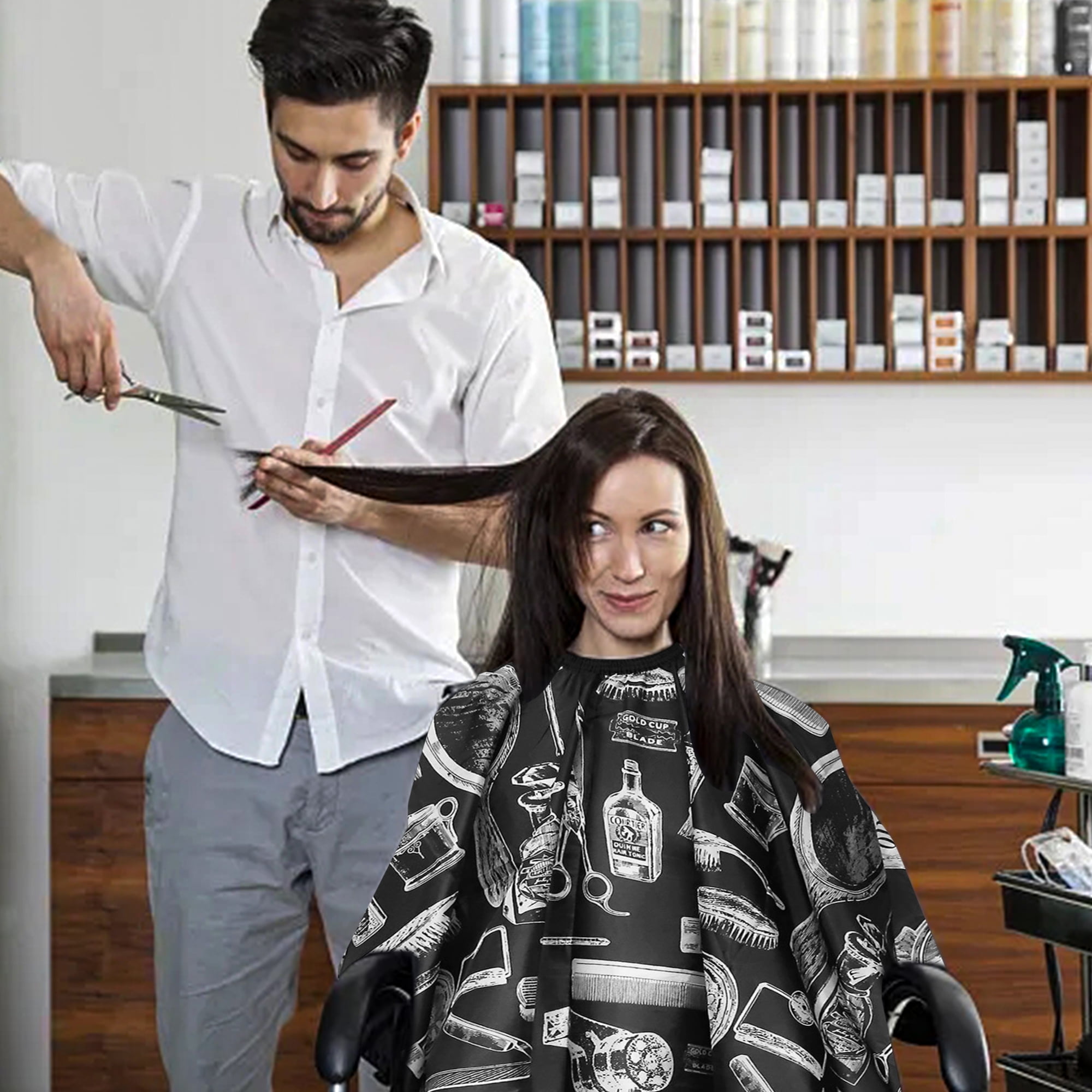 EEEkit Professional Hair Cutting Barber Cape, Waterproof Salon Haircut Cape with Elastic Clips for Adults