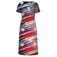 thumbnail image 4 of Yuemengxuan Women Stytlish Maxi Dress, Star  Stripe Print Short Sleeve V-neck One-piece, 4 of 4