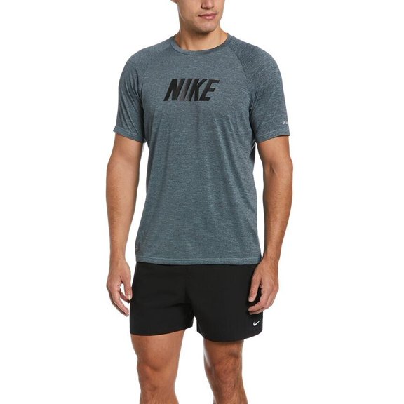 NIKE Men's Nike Swim Logo Heather Short Sleeve Hydroguard Water Shirt Medium M