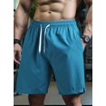 thumbnail image 4 of Men'S Quick Dry Elastic Waist Drawstring Loose Fit Athletic Gym Shorts Lake Blue XXL, 4 of 5