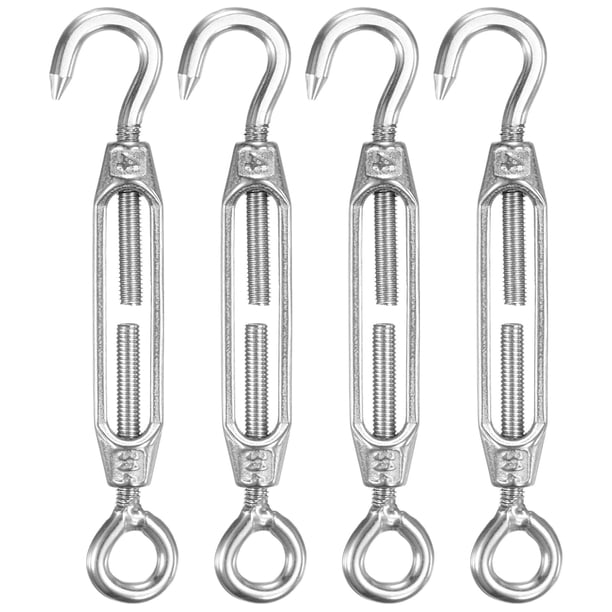 Uxcell 4-Pack Tensor Gancho y Ojo, M4 Tensores de Acero Inoxidable Pesados Ajustables para Tensión de Cuerda