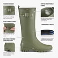 thumbnail image 4 of HISEA Women's Slim Calf Waterproof Tall Rain Boots, Anti-Slip PVC Rubber Boots with Comfortable Insole for Outdoor Work & Walking，Green，Size 8, 4 of 7