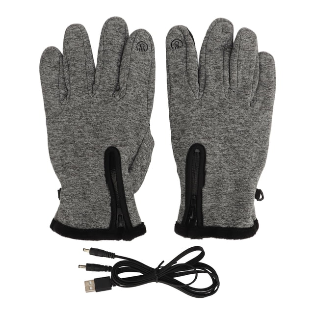 Guantes de ciclismo con calefacción USB para exteriores, guante calefactor eléctrico para mantener el calor con temperatura constante, color gris