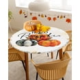 thumbnail image 4 of Round Fitted Tablecloths Fall Thanksgiving Orange Pumpkin Waterproof Table Cover for Kitchen Dining Party Autumn Watercolor Leaves Seamless,45"-54", 4 of 6
