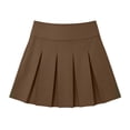 thumbnail image 4 of Girls' School Pleated High Waist Stretch Sports Casual Skirt With Pockets Suitable(Coffee,120/7Y), 4 of 7