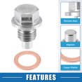 thumbnail image 4 of Unique Bargains Vehicle Engine Magnetic Oil Drain Plug M12x1.75 Stainless Steel with Copper Washer, 4 of 6