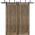 thumbnail image 1 of Sliding Closet Barn Bypass Doors 64 x 80 inches | Quadro 4111 Walnut | Sturdy 6.6ft Rails Hardware Set | Wood Solid Bedroom Wardrobe Doors, 1 of 6