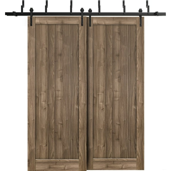 Sliding Closet Barn Bypass Doors 36 x 96 inches | Quadro 4111 Walnut | Sturdy 6.6ft Rails Hardware Set | Wood Solid Bedroom Wardrobe Doors