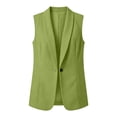 thumbnail image 7 of Olyvenn Womens Notch Lapel Single Button Sleeveless Blazer Vest, Mid Length Straight Cut Side Hand Pockets Tailored Fit Army Green L, 7 of 7