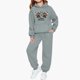 thumbnail image 1 of Conjunto de sudadera con capucha de manga larga para niños con estampado invernal y pantalones deportivos con lazo en las piernas, deportivo informal con forro polar para mayor calidez, conjunto de do, 1 of 5