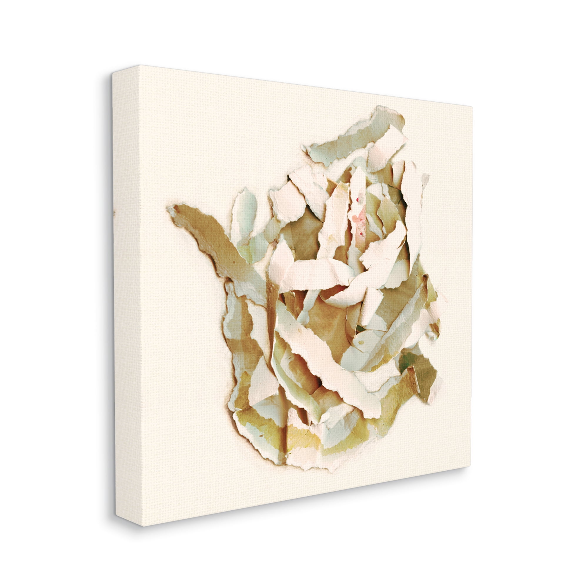 Stupell Industries Rose Plant Sliced Paper Pattern Neutral Abstract Collage,30 x 30, Design by Kamdon Kreations