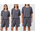 thumbnail image 5 of yillto Plus Size Women Pjs Set Summer Short Sleeve Shirts and Shorts Sleepwear Summer Soft Pajamas Lounge Sets, 5 of 6