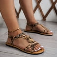 thumbnail image 4 of Rokment Leopard Flat Dress Sandals for Women Fashion Boho Beaded Elastic Ankle Strap Walking Slip on Beach Casual Slingback Summer Shoes 2026, 4 of 7