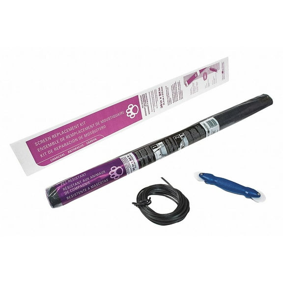 Saint-Gobain ADFORS 36in x 84in Polyester Pet Resistant Screen Kit for Windows and Door, Charcoal