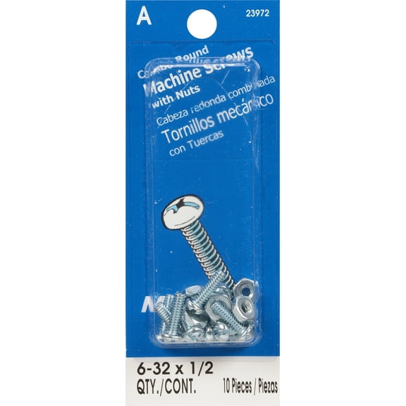 #6-32 x 1/2" Zinc Combo Round Head Machine Screws (50 pcs.)