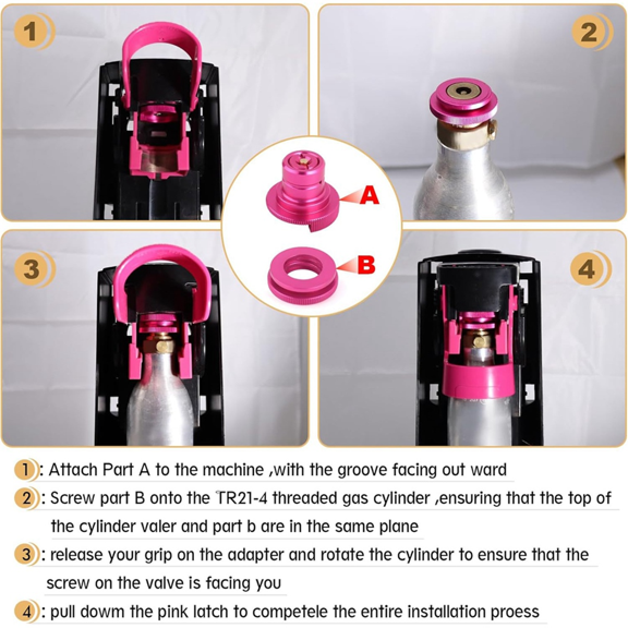 Adaptateur Rapide de Co2 pour Machine à Eau Gazeuse pour DUO/ART/, Adaptateur de Réservoirs de Co2 pour Bouteille de Soda avec Filetage TR21-4